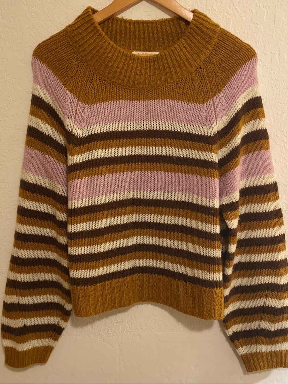 Full Circle Trend Striped Cropped Boxy Crewneck Sweater Size L
